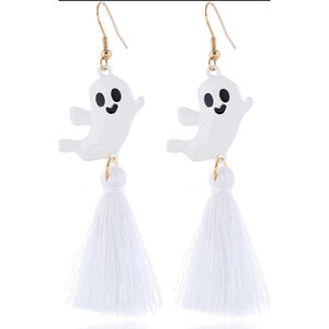 White Black Ghost Tassel Drop Earrings Halloween